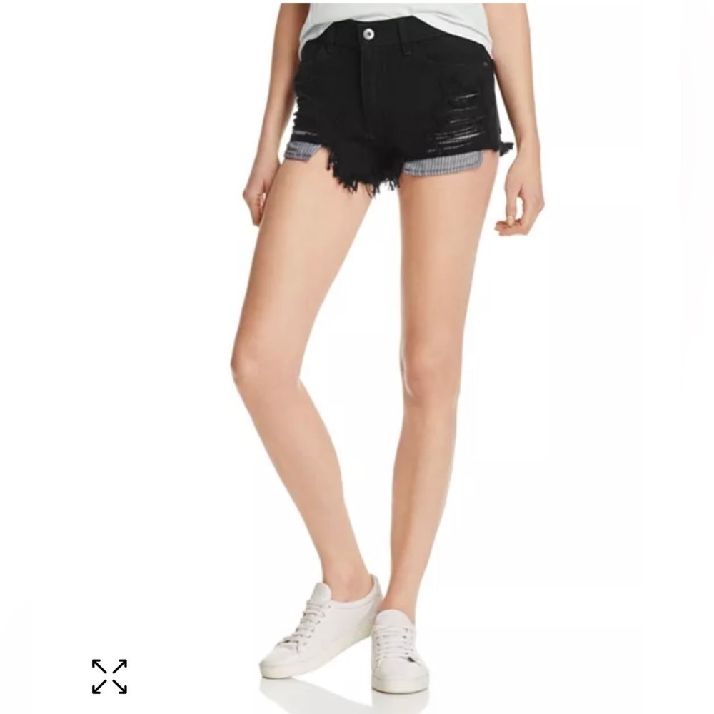 PISTOLA Nova Distressed Denim Cutoff Short Shorts in Black Onyx Size 27
